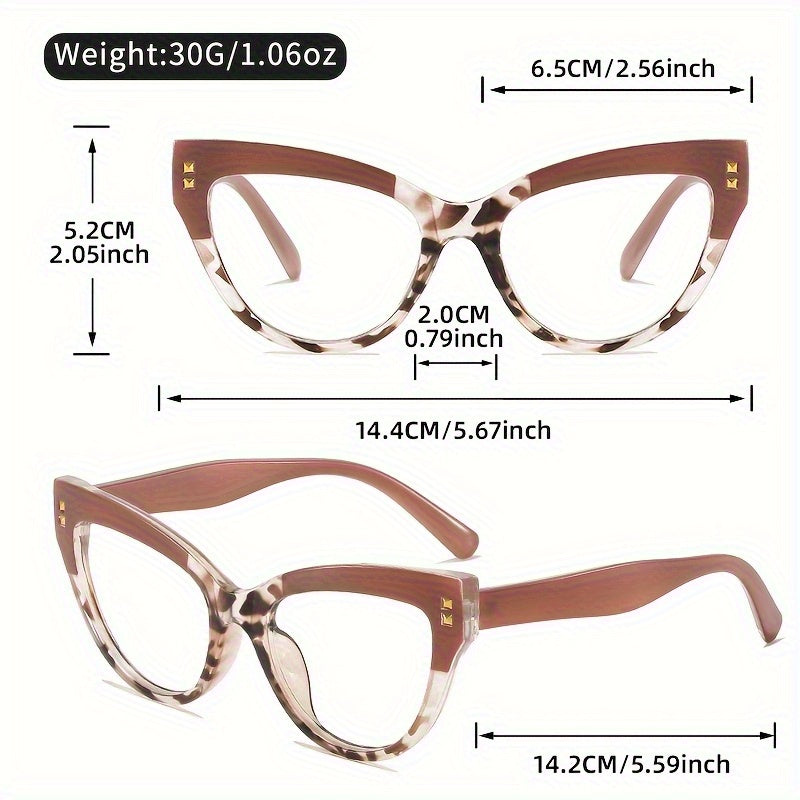 3pcs Elegant Cat-Eye Reading Glasses with Metal Hinge - Minimalist Color Block Design, High-Definition Anti-Blue Light, 1, 0 to 4, 0 Magnification, Fashionable Presbyopia Eye Frame for Women, Stylish & Functional Eyewear