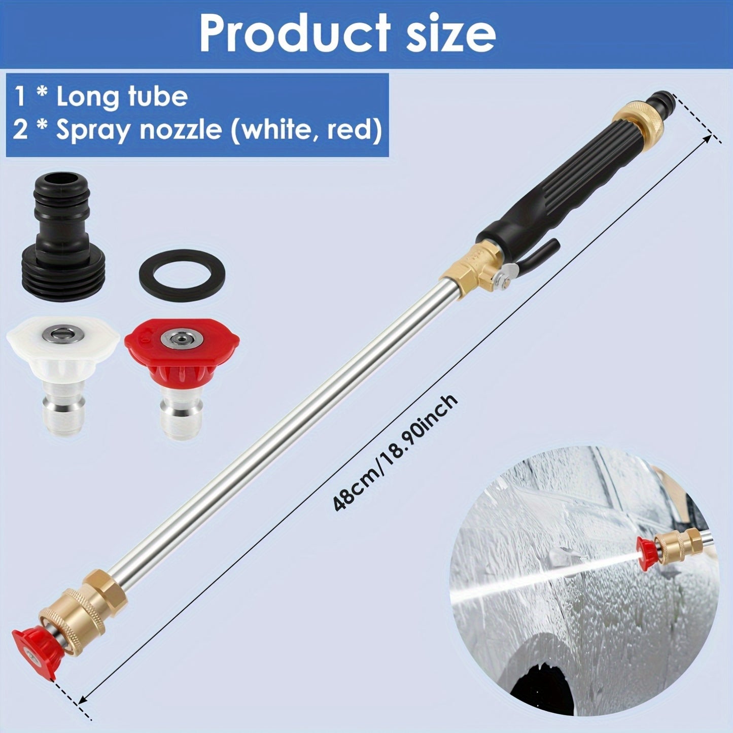 Heavy Duty Multifunctional 1pc High Pressure Cleaning Rod with 2 Hose Nozzles - Efficient Car And Yard Cleaning - Durable Aluminum Alloy Material, Multi-Functional Watering Tool, Compatible Most Hydro Jets, Garden Watering