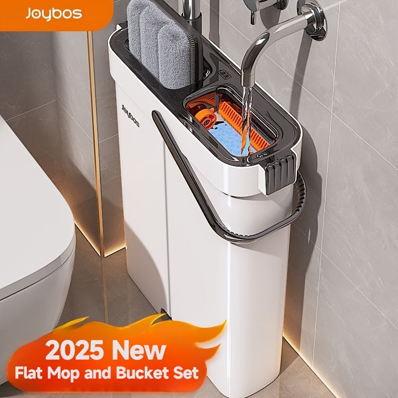 Mop And Mop Bucket Combo Set, Hand-free Flat Mopping Mop And Bucket, Washable Reusable Microfiber Cloth, Wet And Dry, Can Mop Tile Wood Floor Marble, Suitable For Living Room, Bedroom, Kitchen, Bathroom Use