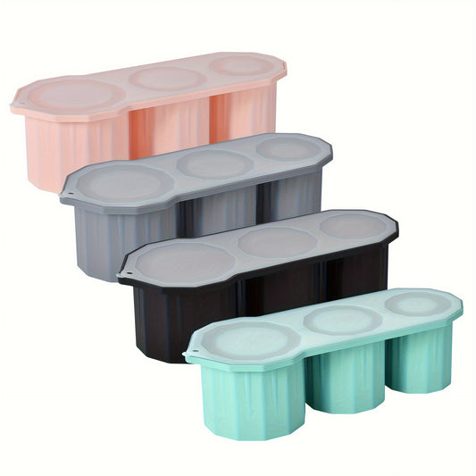 [Silicone Drink Ice Cube Box] Glass Silicone Ice Cube Drink Ice Cube Mold Easy To Release With Lid Ice Cup Box