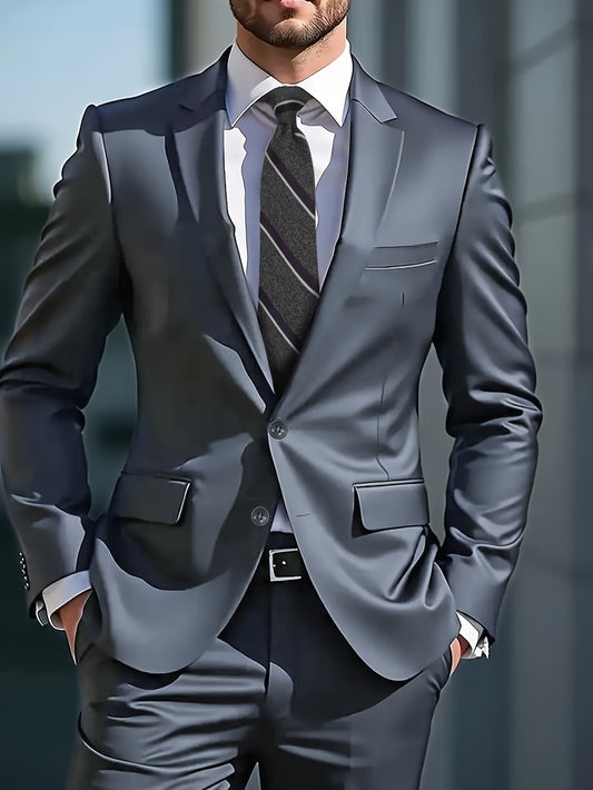 90/2000 Men's Suit Solid Color Two-button Slim-fit Suit, Suitable for Weddings, Formal Business Occasions, Men's Two-piece Suit, Suit Jacket, Suit., Dress Suits for Men, Wedding Suit for Men Plus Size, Mens Plus Size Suits, S