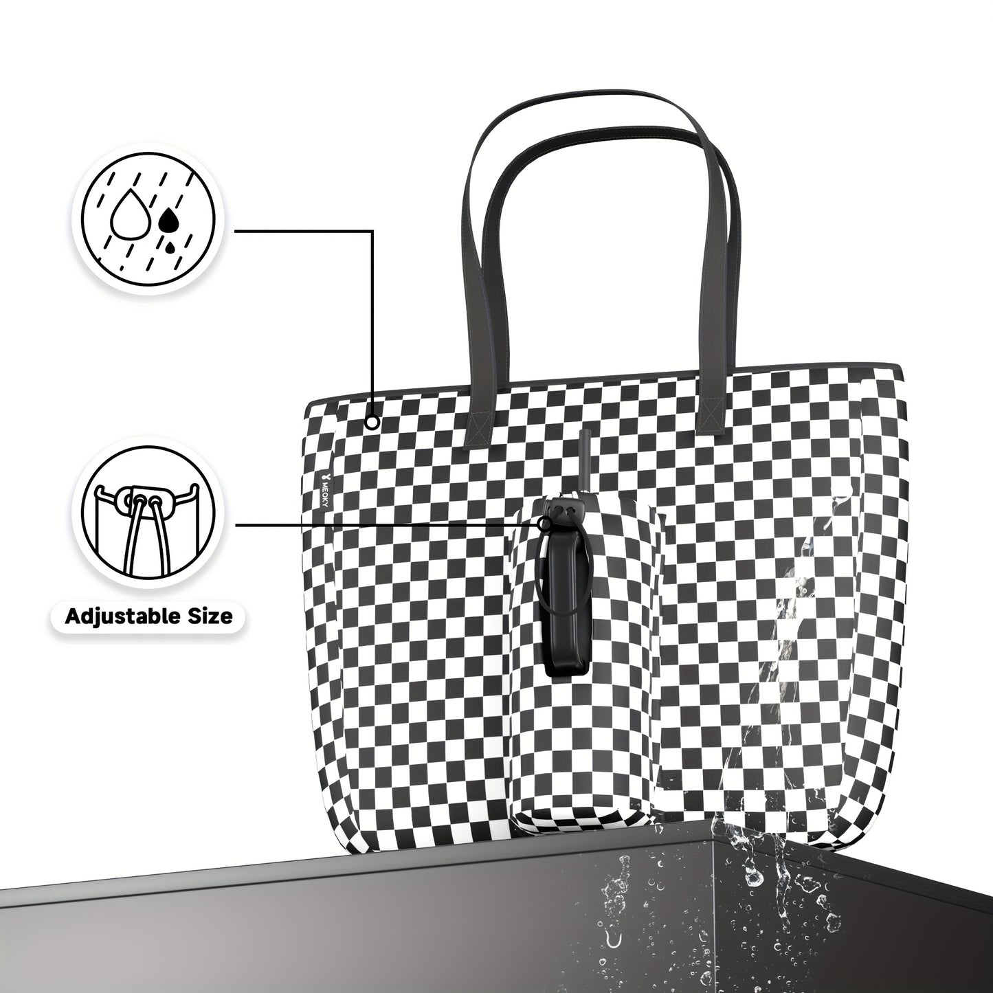 [Pink Nylon Tote] MEOKY Large Pink Nylon Tote Bag | 3.96gal High Quality with Zippered Compartment & Wrist Strap - Water Bottle Carrier Bag, Work Carryall Purse, Fashionable Luggage Accessory, Sturdy Handles for Travel, Work,