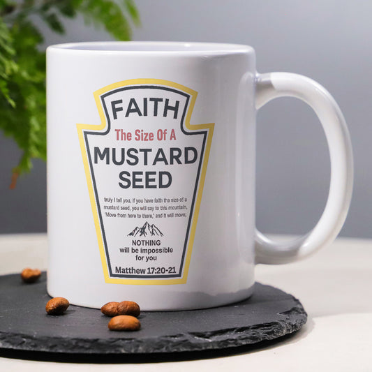 Faith Seed, Positive Encourage Bible Quote Matthew 17:20-21 Coffee Mug for Christians, 11oz Ceramic Christ Mug Water Cups Ideal Birthday Gift for Women, Men, Family, Friend, Coworker, Believers