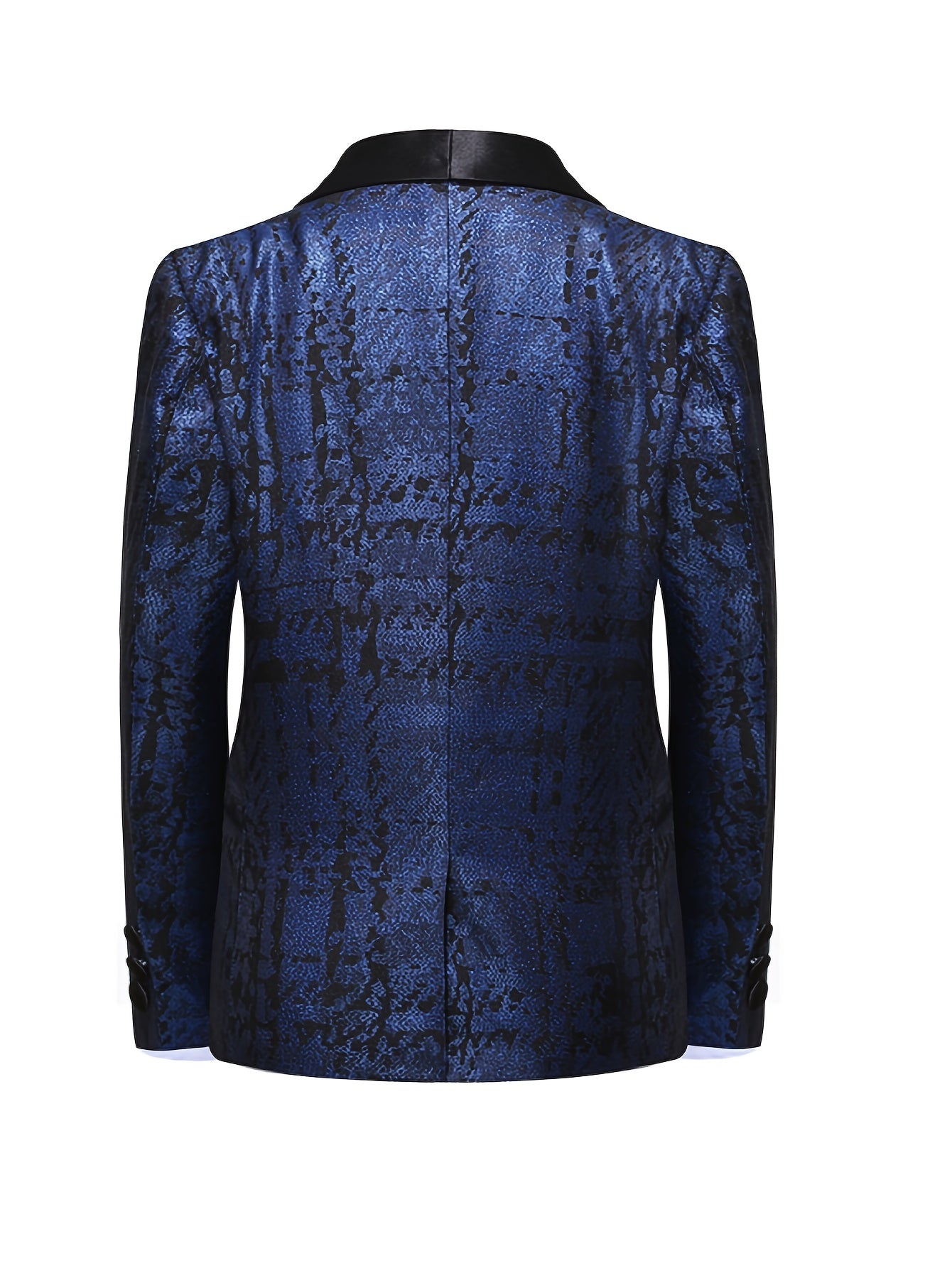 Navy Blue & Black 2025 Men's Floral Print Suit - Elegant Long Sleeve with Lapel Collar, Button-Up Blazer & Trousers for Weddings, Parties, Dates - Premium Fabric, Formal Attire, Date Night Outfit, Classic Fashion, Sophisticat