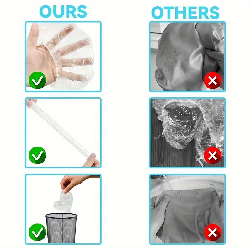 100pcs Professional Barber Shop Oil Film Hair Dye Caps - Waterproof Transparent Plastic, Easy to Carry for Travel, Hotel & Home Use - Essential Deep Conditioner for Men & Women