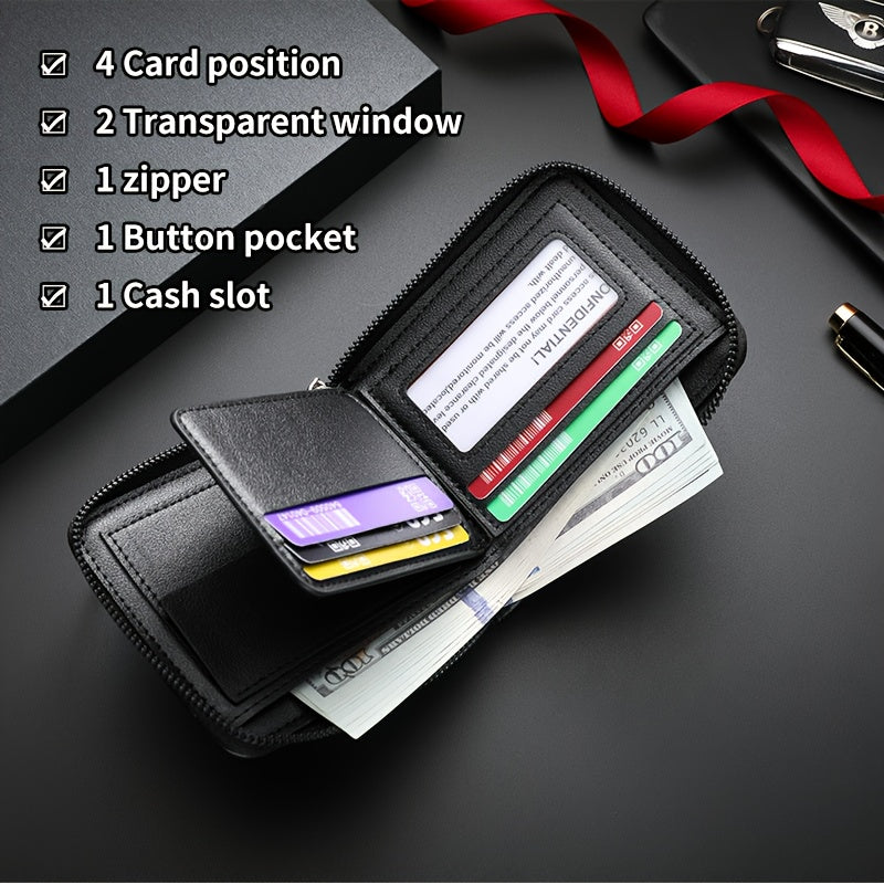 New Men's Wallet, Fashionable Multi-Functional Zipper Design with Multiple Card Slots for Easy Organization and Storage - Perfect Gift for Couples, Father & Son Birthdays or Special Occasions