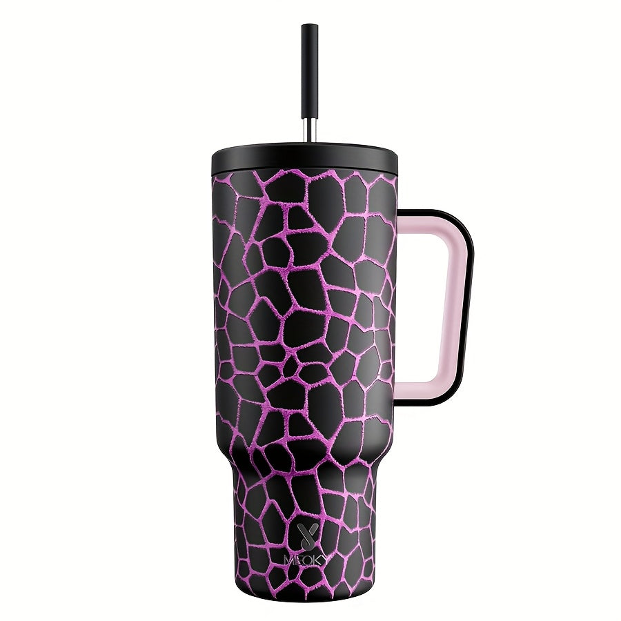 MEOKY 40oz Stainless Steel Tumbler with Handle - Leak-Proof, Insulated Travel Mug for Hot & Cold Drinks, Durable & Easy to Clean, Perfect for Running, Gym, or Outdoor Activities, Black Series, Hand Wash Only, Travel Drinkware