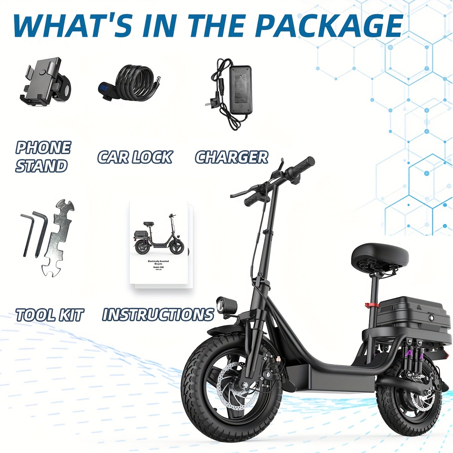 740W Electric Scooter for Adults with Seat - 25-Mile Range, 20Mph Top Speed, Foldable Design, 10" Shock Absorption, 14" High Quality Tires & Dual Disc Brakes - Carbon Steel Frame, Dual Power Source (Battery/US Plug) - Ideal f