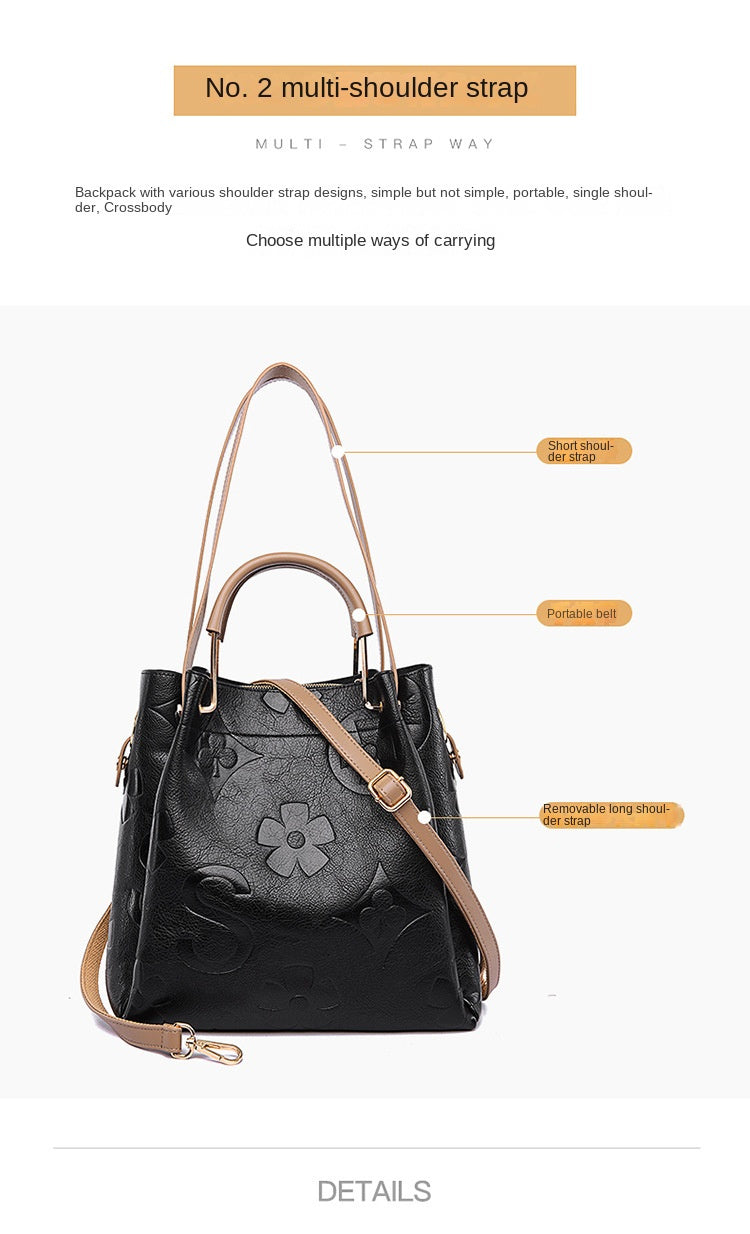 Stylish Embossed Tote Bags with a High-End Feel, Large Capacity Mother And Shoulder Bags