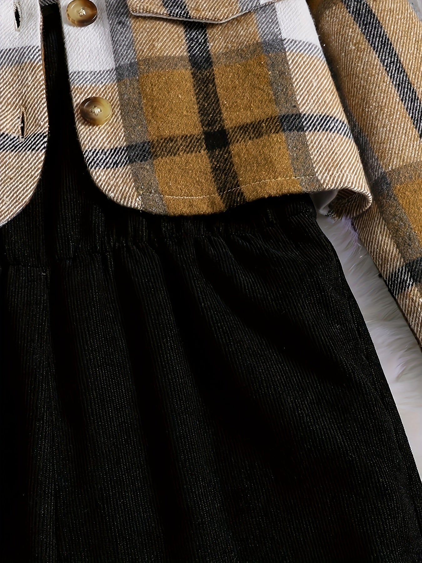 Solid Color Plaid Printed Button Top Pit Strip Suspender Leotard Set - New 25-year Elegant Vacation Style