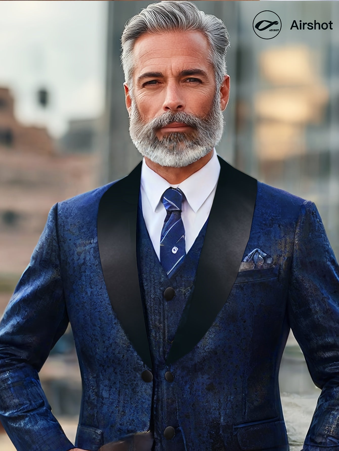 Navy Blue & Black 2025 Men's Floral Print Suit - Elegant Long Sleeve with Lapel Collar, Button-Up Blazer & Trousers for Weddings, Parties, Dates - Premium Fabric, Formal Attire, Date Night Outfit, Classic Fashion, Sophisticat