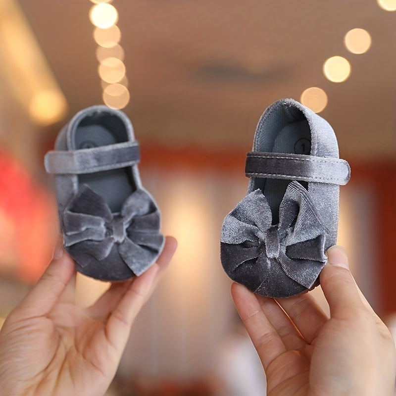 [Princess Mary Jane Flats] Princess Baby Girls Mary Jane Flats With Bowknot | First Walker Shoes Crib Shoes Wedding Party Christmas Dress Shoes