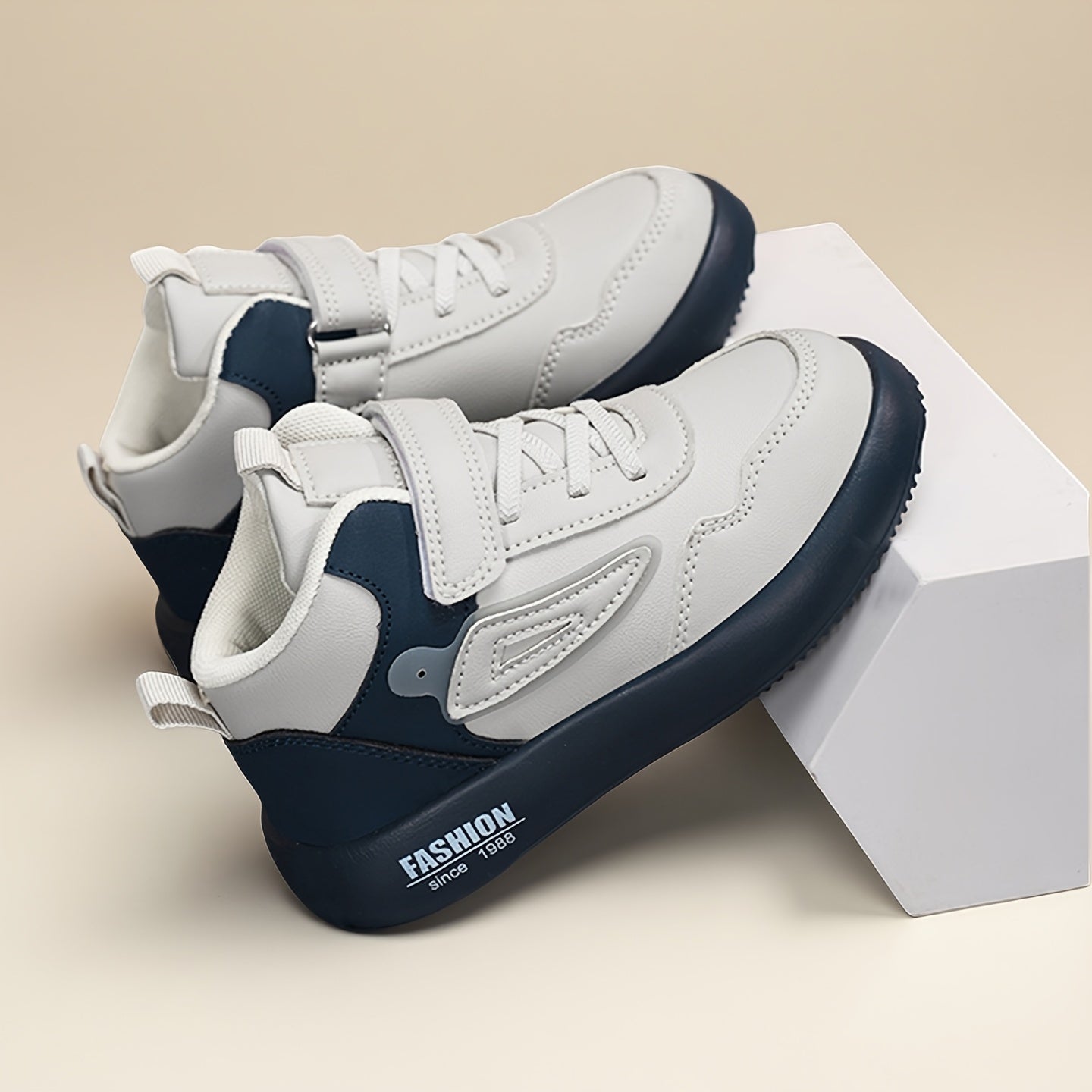 Boys' Lightweight Mid-Top Sneakers with Closure - Breathable -like Upper, Cushioned EVA Sole & Arch Support - All-Season Black/White Sneakers for Running, Gym, School & Casual Attire - Comfortable Casual Sports Shoes for Acti