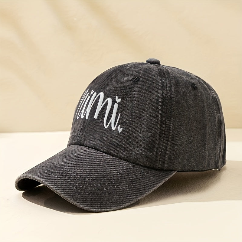 1 Unisex Y2K Style Embroidered MIMI Washed Baseball Cap for Outdoor Sports and Daily Commuting