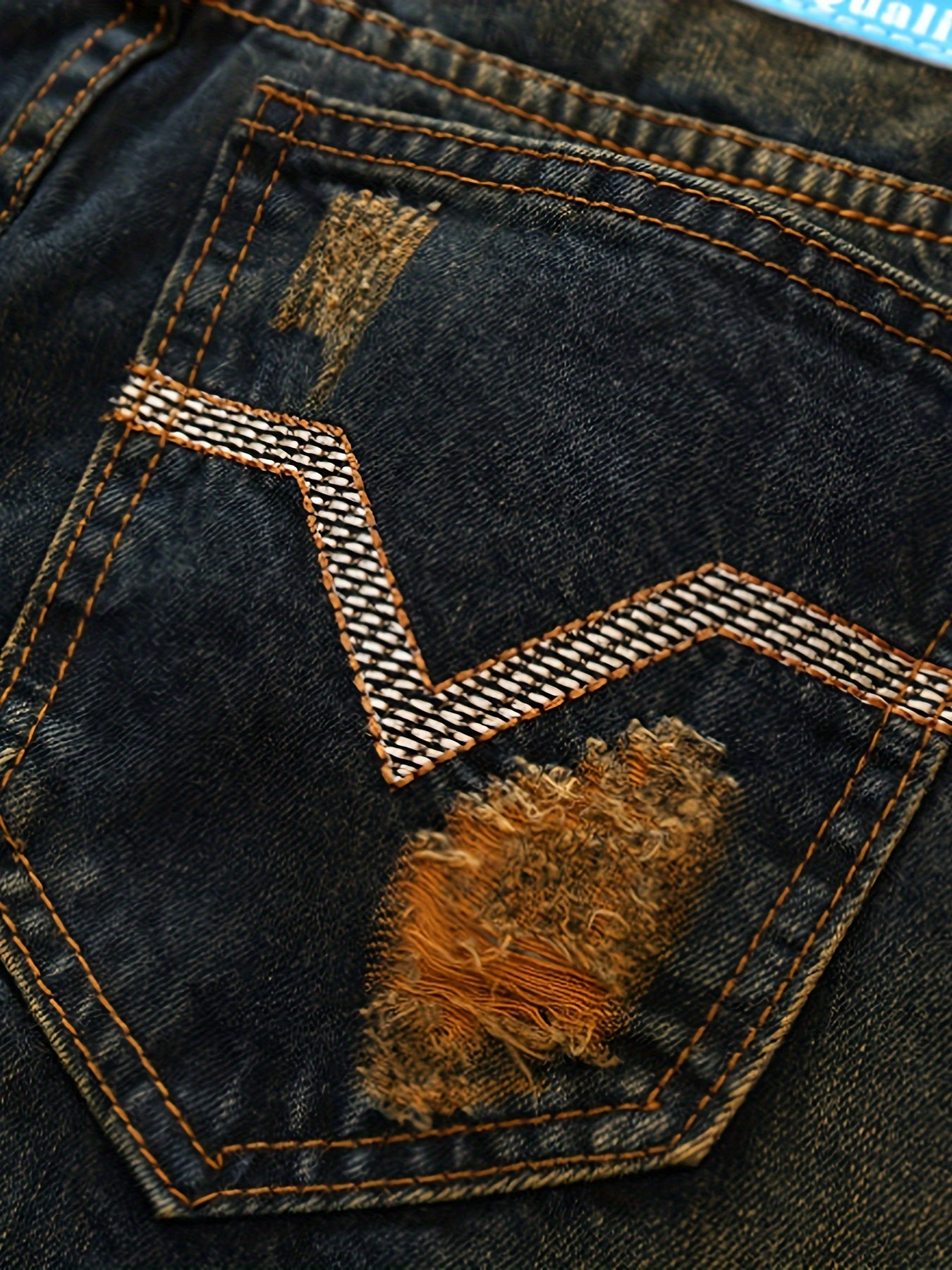 European And American Personalities Make Old Straight Retro Tide Pants Men'S Ripped Jeans