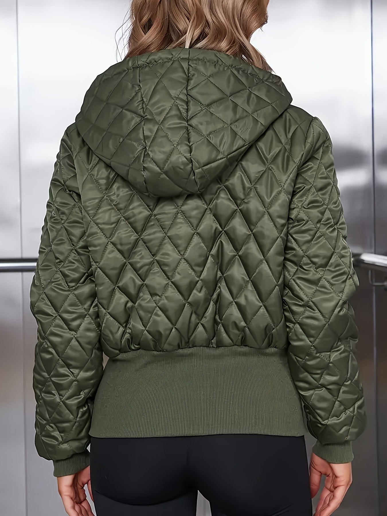 's Navy Blue Quilted Bomber Jacket Hooded Winter Coat - Classic Jacket Style with Golden-Tone Zipper, Warm Textured Fabric, Hand Wash/Dry Clean, Autumn Winter Outerwear (Casual & Formal) - No-Stretch