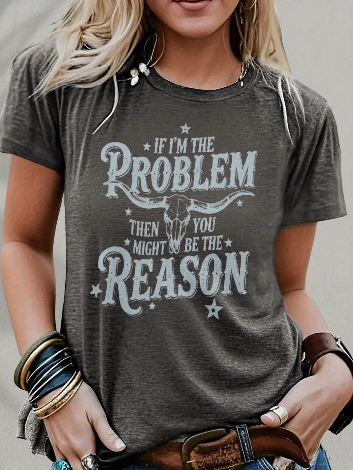 Women'S Funny Cowgirl Saying T-Shirt - "If I Were a Problem" Western Quote Tee in Navy Blue - Soft Everyday Shirt for Country Western Events, Music Festivals, Parties - Casual Country Chic Outfit Essential, Festival Clothing,