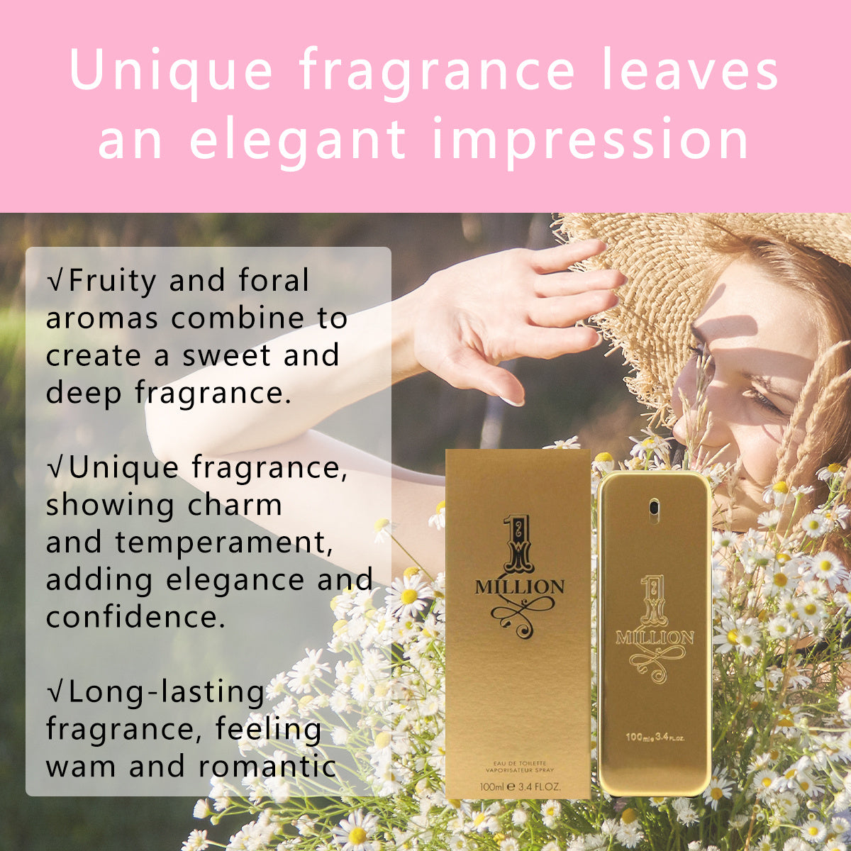 1 million perfume, 3.4 ounces for men and women, durable floral fragrance - elegant floral fragrance