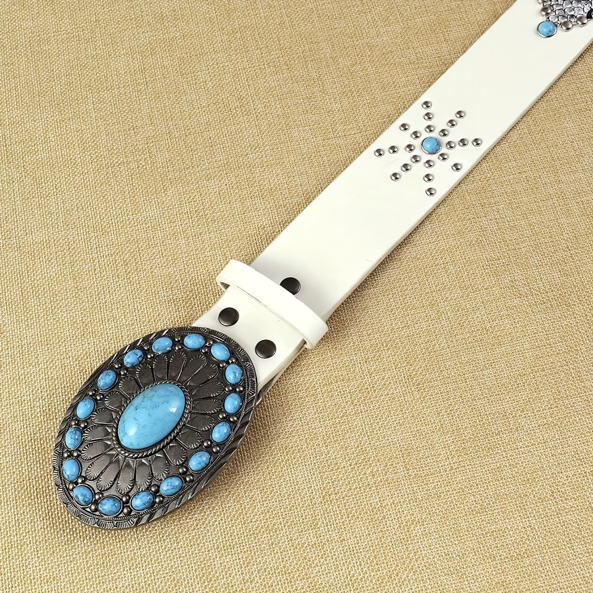 1pc Women'S White PU Belt Bohemian Style Streetwear Favorite Party Fashion Accessory Trendy Belt Suitable for Daily Wear