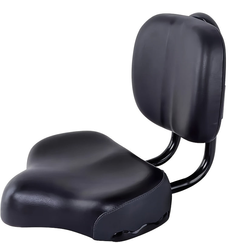 Universal Comfort Wide Bike Saddle - Black Synthetic Leather, Soft Sponge Cushion, Ideal for Festive Rides