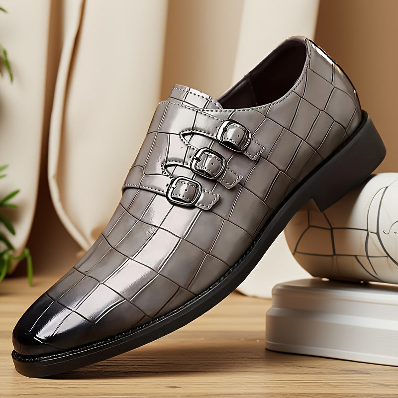 Men's Plus Size British Style High Quality Formal & Business Casual Shoes - Glossy Low-Top Lace-Up with Buckle Closure, Round Toe & Arch Support, Comfortable Cushioned Insole, Slip-Resistant Rubber Sole