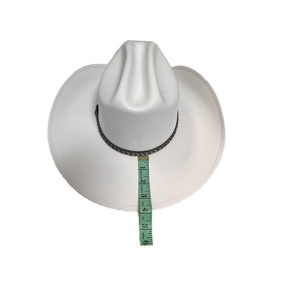 Western Cowboy & Cowgirl Hat Wide Brim Front Pinch Style White