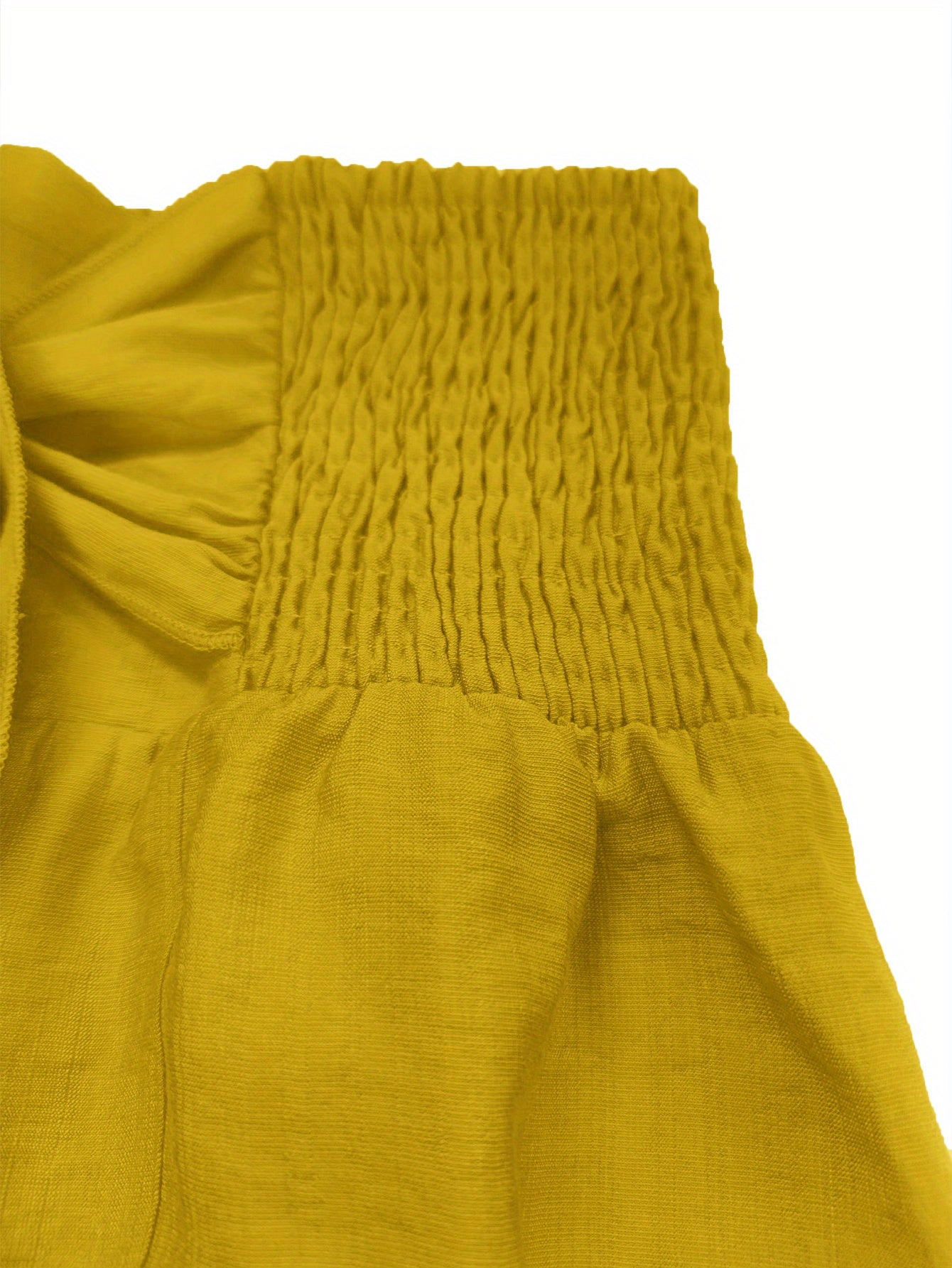 Summer One-Shoulder Puff-Sleeved Ruffled Strapless Crop Top & Wide Leg Pants Set - Beach Vacation Style For Summer