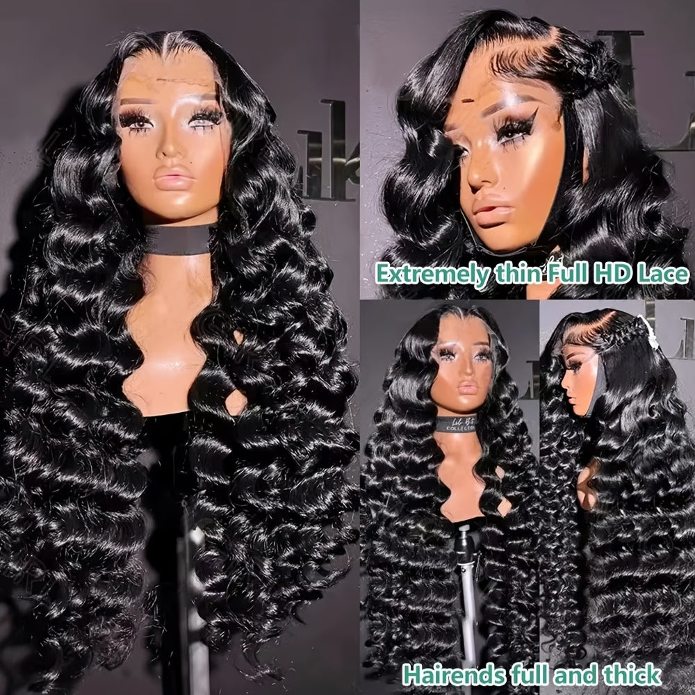 Loose Curly Wave Lace Front Wig HD Transparent 13x4 Frontal Human Hair Wigs For Women Pre Plucked 100% Human Hair Deep Loose Wave Wigs Natural Color 250% Density