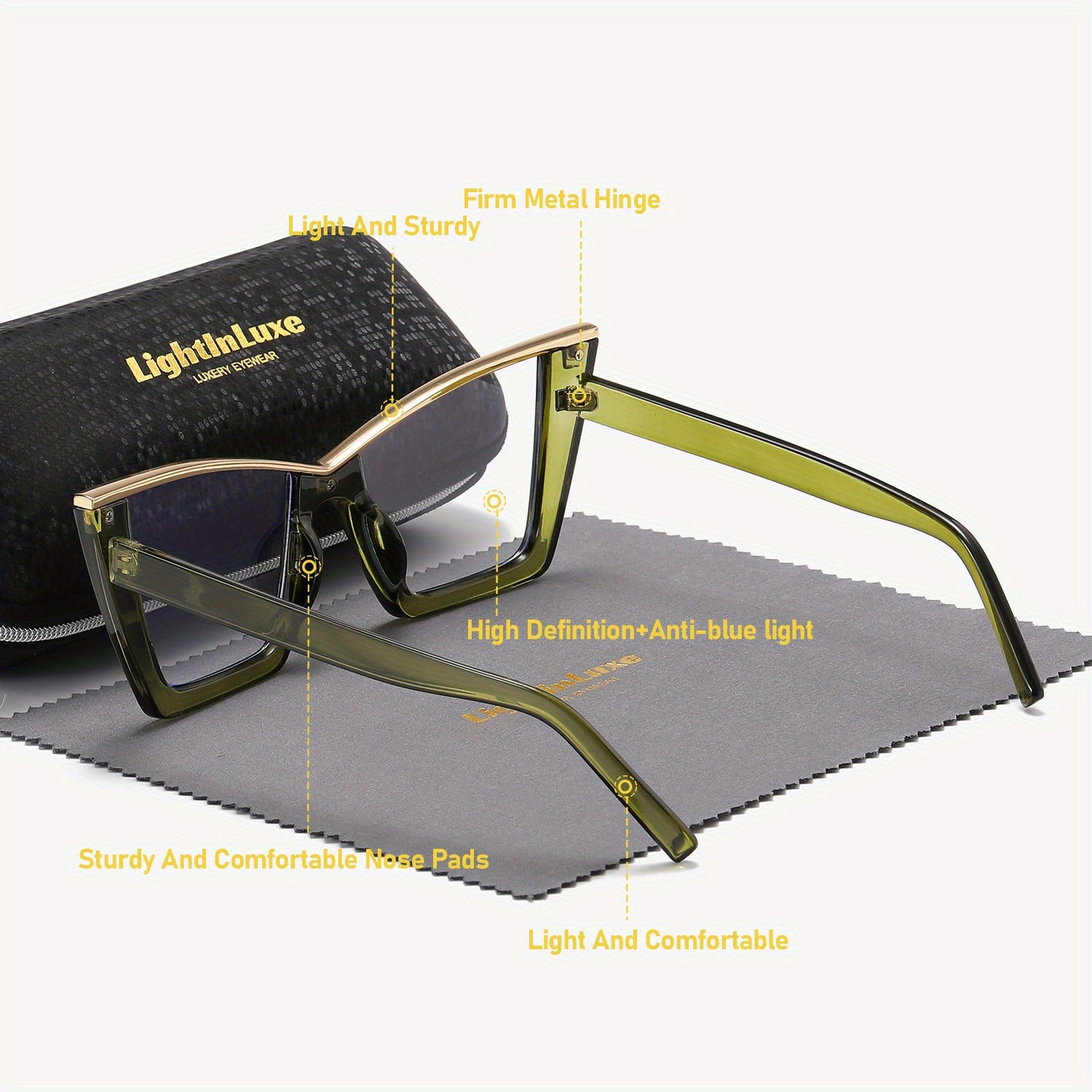 LightInLuxe Retro Cat-Eye Anti-Blue Light Glasses, Full Frame, Perfect for Outdoor Activities & Fashion