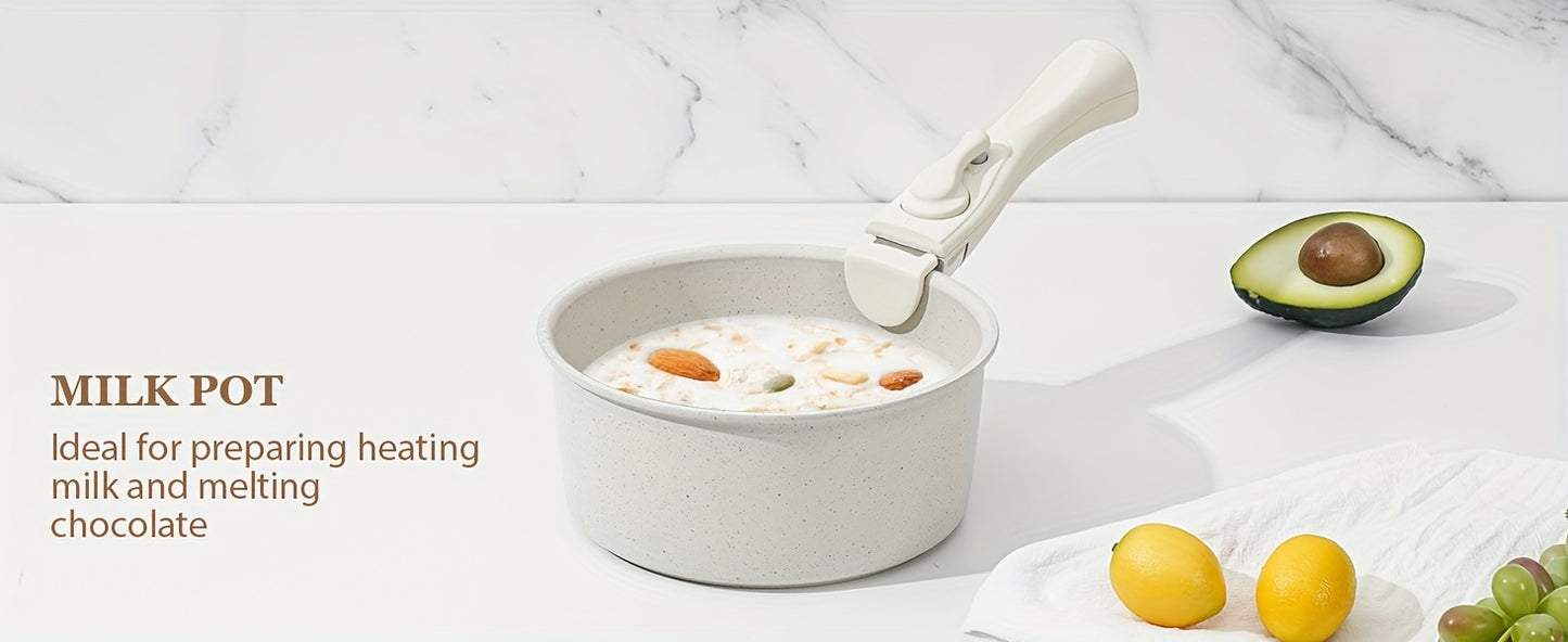 15 Pcs Pots and Pans Set, Non Stick Kitchen Cookware Set, Detachable Handle Nonstick Induction Cookware Cooking Sets with Removable Handle, Cookware Set, White