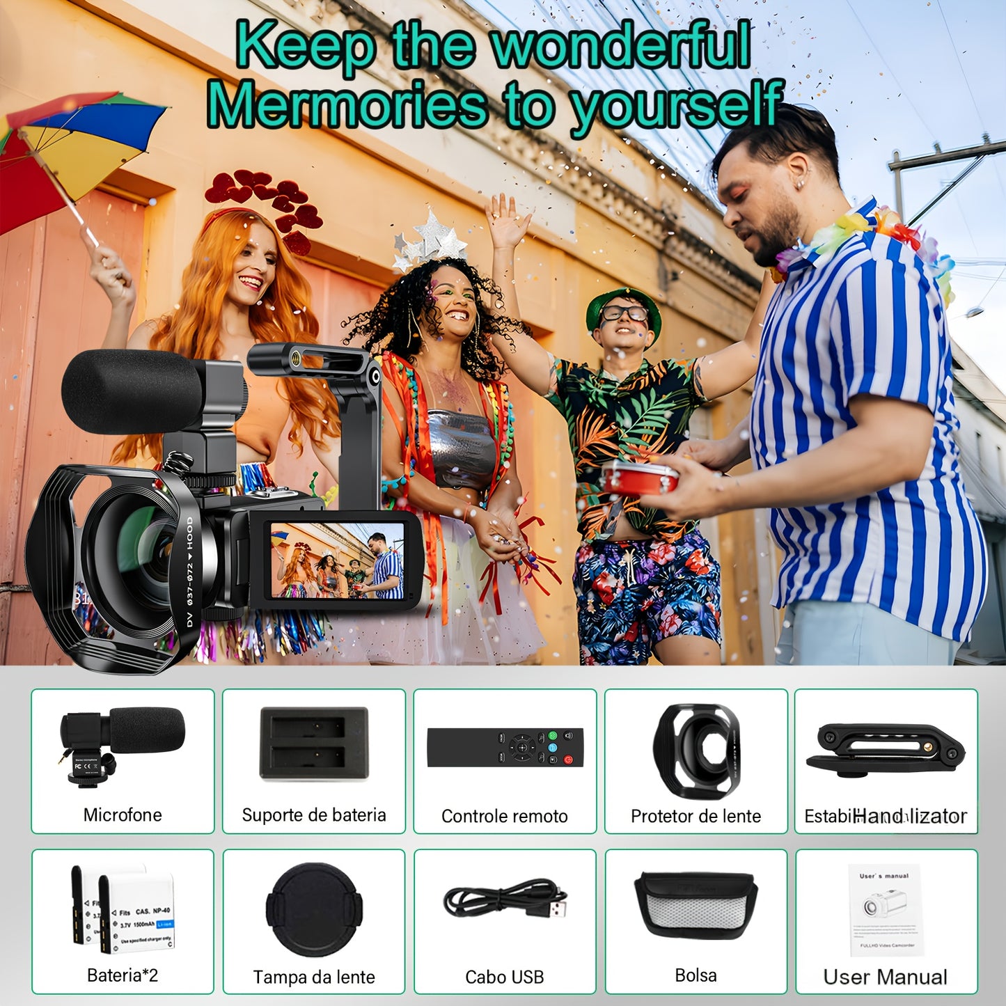 [5K Video Camera, WiFi Camcorder] 64MP 18X Zoom WiFi Digital Camera - 5K Video Camcorder with IR Night Vision, 3.0'' Touch Screen, YouTube Recorder, 32GB SD Card, Microphone, 2.4G Remote Control