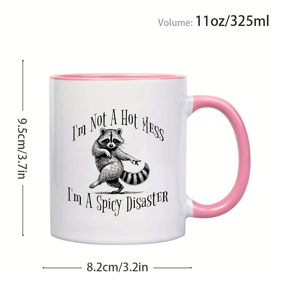 1pc 11 Ounce Ceramic Coffee Cup, Raccoon illustration with humorous text, Dishwasher Safe, Ceramic, Grandparents, Dad, The Best Mother's Day Gift for Mom, Birthday Gift