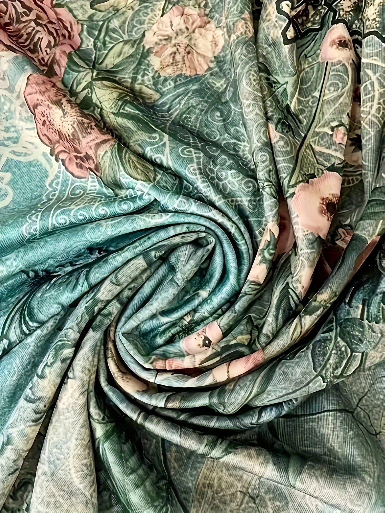 Floral Print Women's Elegant Deep V-Neck Knee-Length Dress - A-Line Stretchy Machine-Washable Lightweight Soft Fabric Fashion for Spring/Summer Casual & Formal Occasion, Comfortable Fit