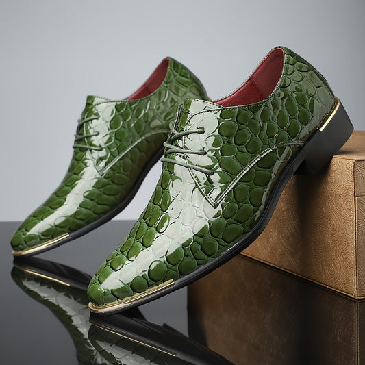 Plus Size Men's Vintage Plain Toe Derby Shoes, Comfy Non Slip Lace Up Durable Rubber Sole Business Occasion Shoes, Men's Footwear