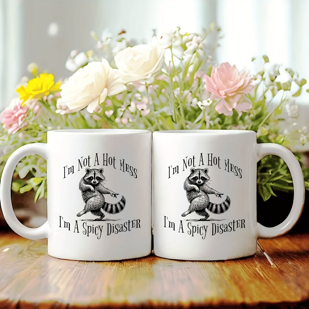 1pc 11 Ounce Ceramic Coffee Cup, Raccoon illustration with humorous text, Dishwasher Safe, Ceramic, Grandparents, Dad, The Best Mother's Day Gift for Mom, Birthday Gift