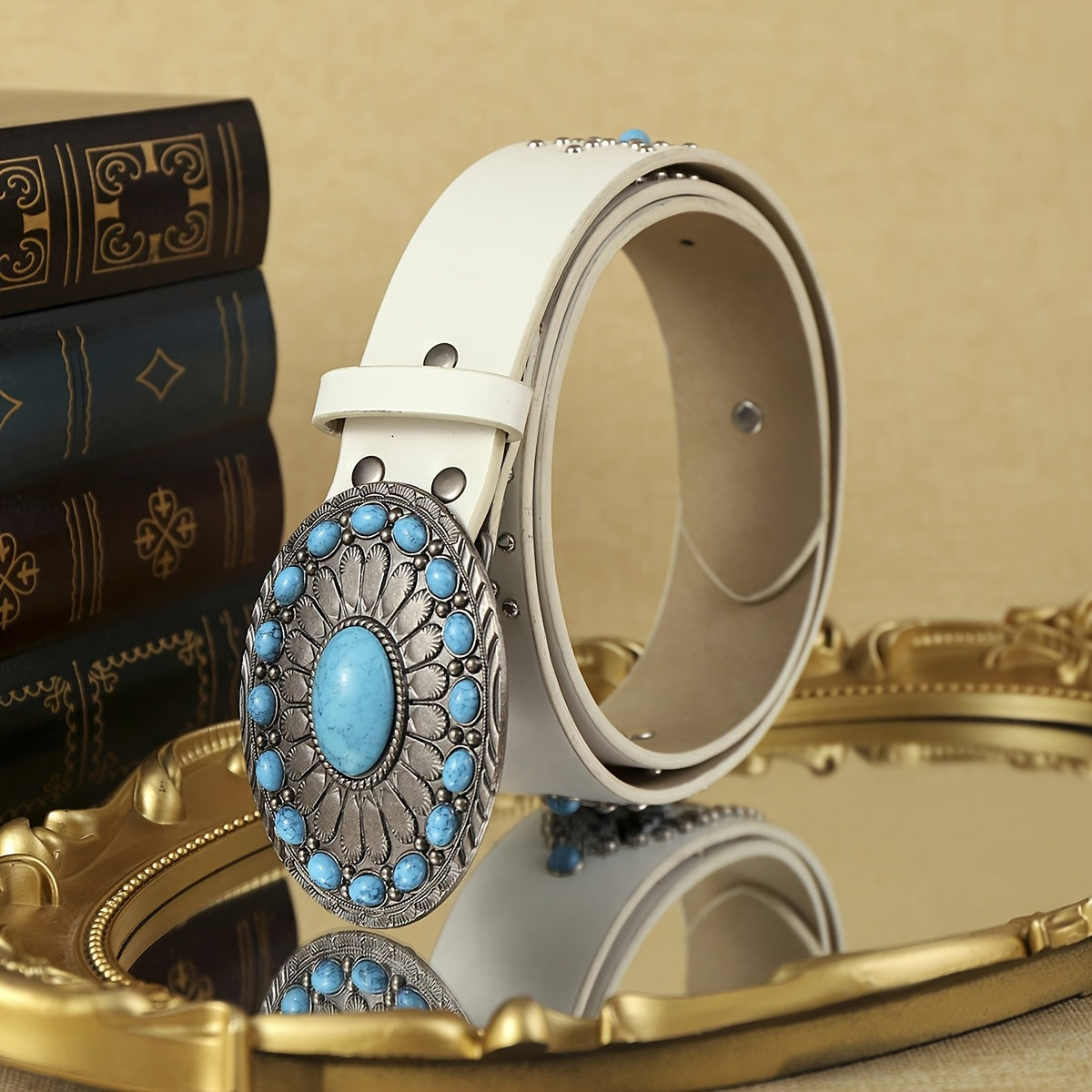 1pc Women'S White PU Belt Bohemian Style Streetwear Favorite Party Fashion Accessory Trendy Belt Suitable for Daily Wear