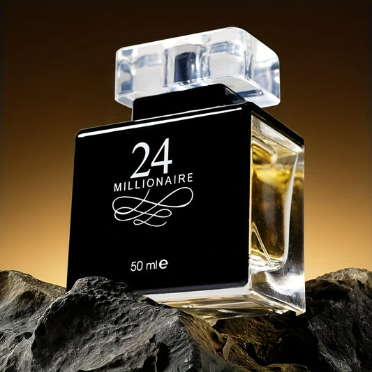 [Long-Lasting Fragrance] 24 Millionaire Men's Cologne | 1.7oz | Exclusive Amber Scent | Long-Lasting Fragrance with Woody Notes | Elegant Black & White Design | Perfect for Casual Attire & Dates