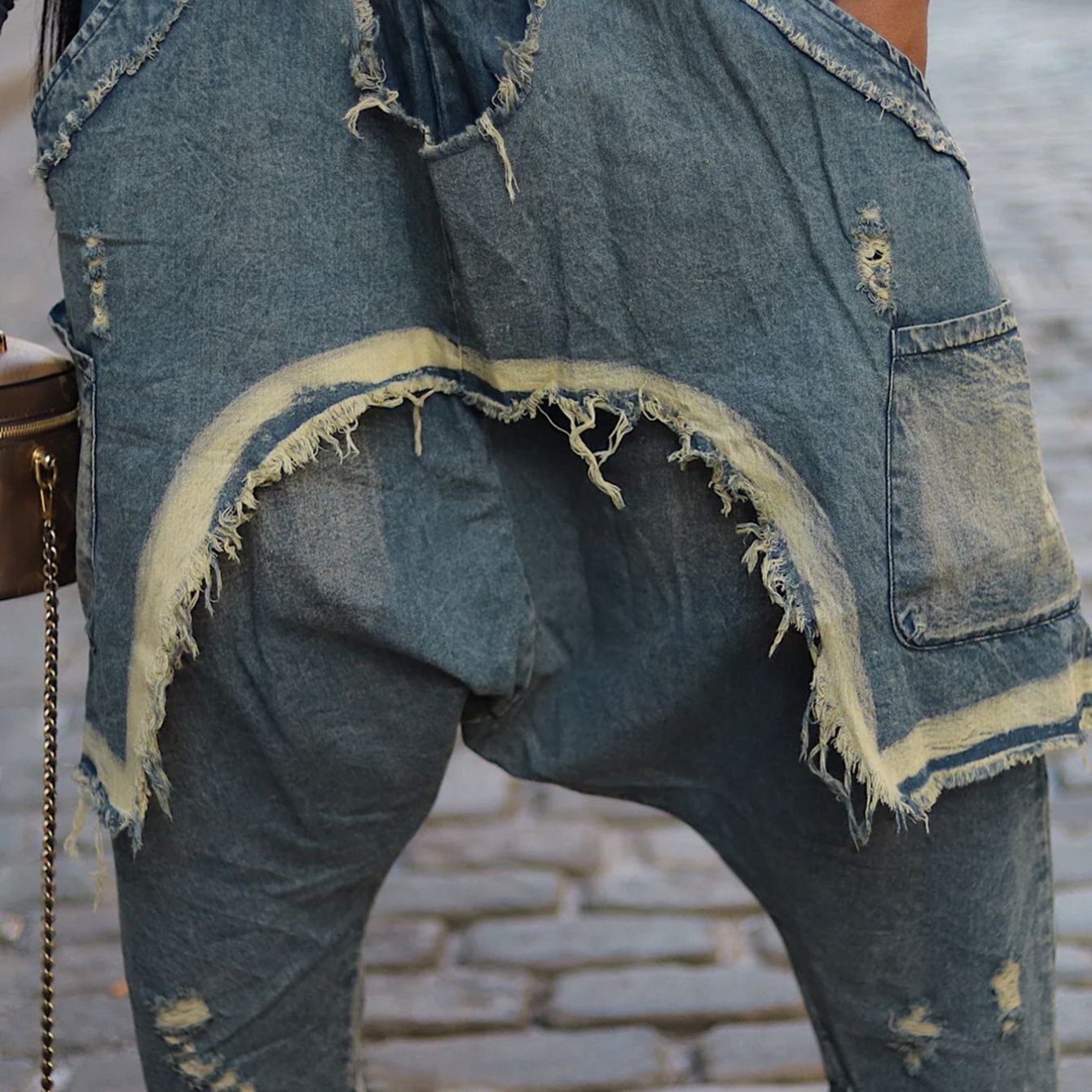 [Trendy Distressed Harem Pants] Trendy Distressed Women's Loose Harem Pants | Fashion Brushed Hole Jeans - Personality Clothing