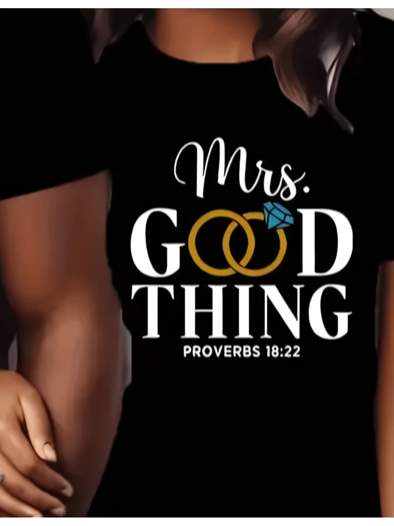 1pc Matching Couples Shirts - "He Who Finds" Anniversary Tee, 180g Cotton, Round Neck, Geometric Pattern, Casual Style