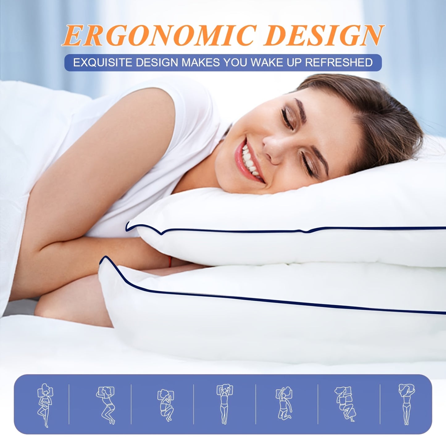 [Set of 2 Cooling Bed Pillows] Supportive Firm Bed Pillows for Sleeping - King Size, Set of 2/4, Cooling Hotel Quality with Premium Soft Down Alternative Fill for Back, Stomach or Side Sleepers, 20''x34''