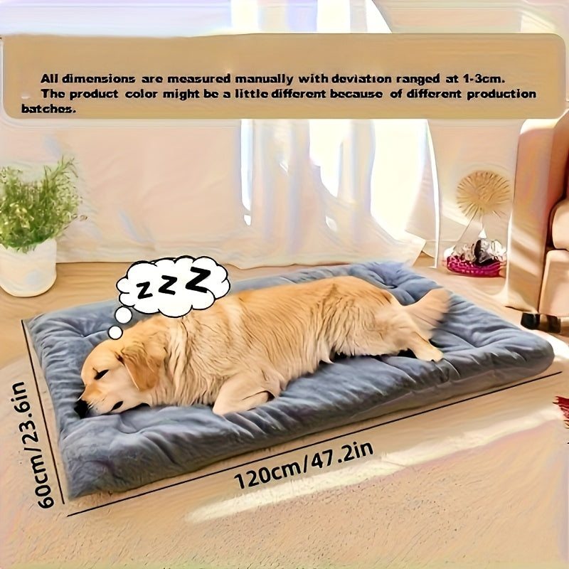 Extra Large Plush Dog Bed Sofa - Thick Soft Polyester Pet Mattress for Small Medium Large Dogs & Cats, Cushioned Rectangular Design with Grid Pattern, All-Season Cozy Furniture for Indoor/Outdoor Use, Pet Furniture Bed, Cozy