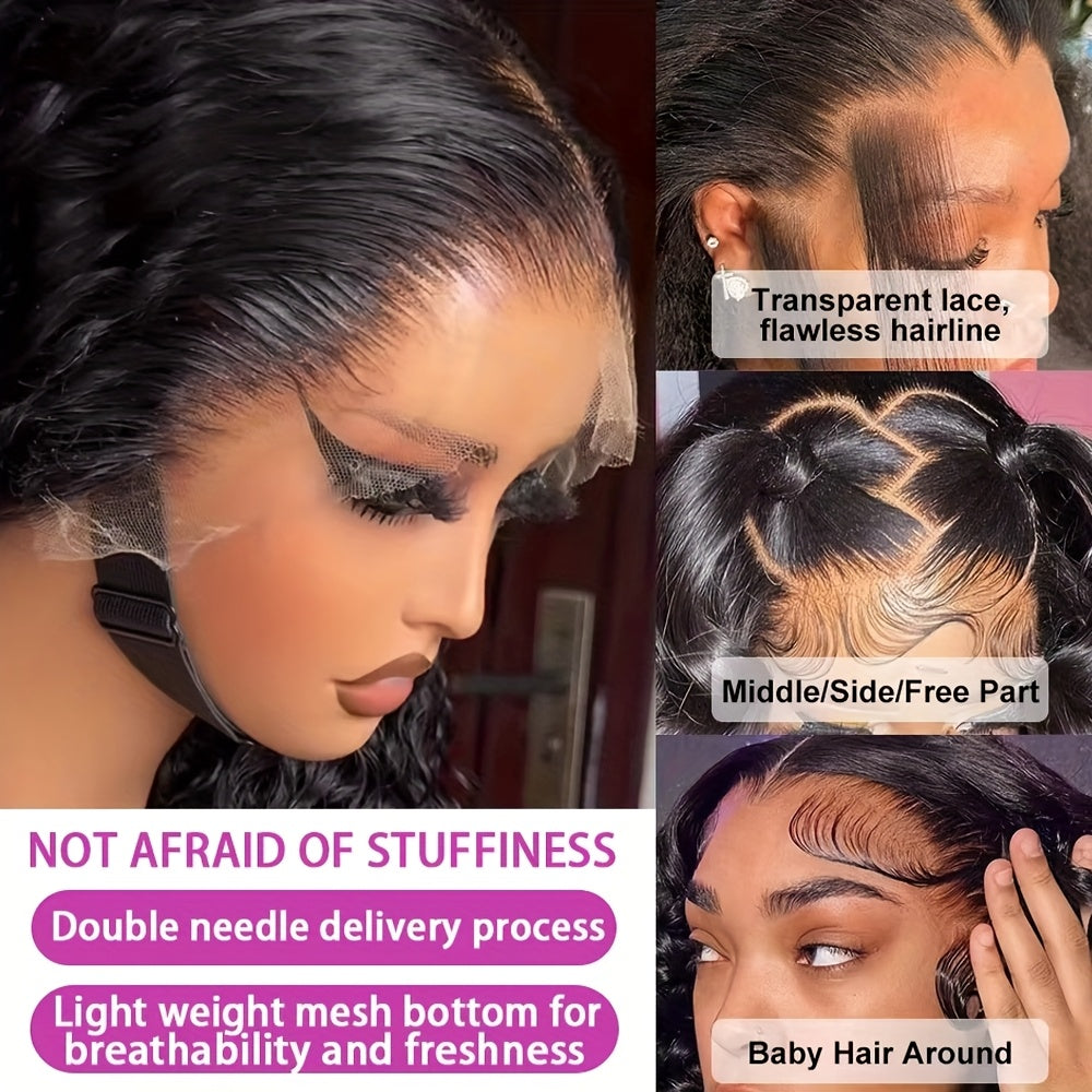 Loose Curly Wave Lace Front Wig HD Transparent 13x4 Frontal Human Hair Wigs For Women Pre Plucked 100% Human Hair Deep Loose Wave Wigs Natural Color 250% Density