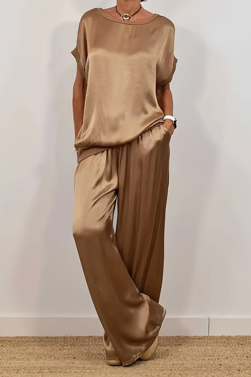 [Trendy Casual Set] Trendy Casual Set: Spring/Summer Loose Shirt & Wide Leg Pants