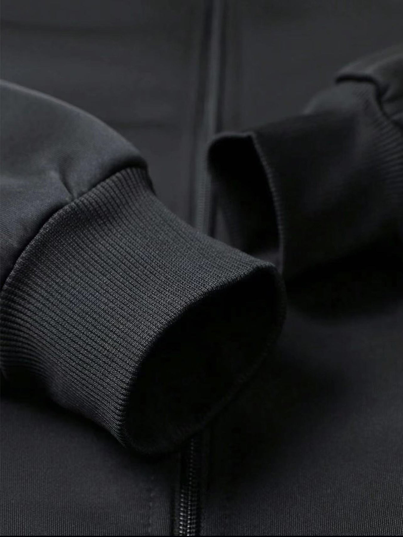 Men's Customizable Zip-Up Pilot Jacket - Personalized Logo/Text, Black with White Print, Knit Polyester Coat, Baseball Collar & Side Pockets - Winter Streetwear for Formal/Casual Events - Branding Jacket, Casual Outerwear, St