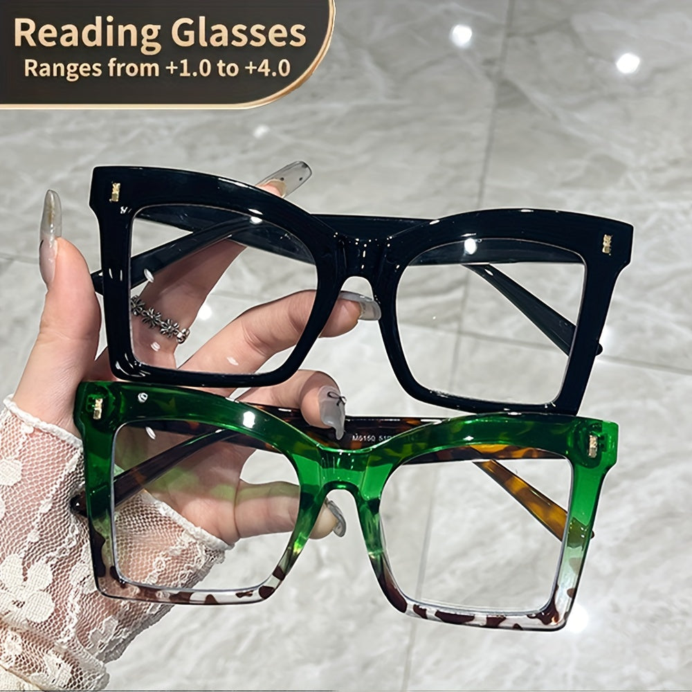 2 pairs of Women's reading glasses with beautiful color matching and sturdy metal hinges, suitable for computers, reading books, daily life, the best gift for elders