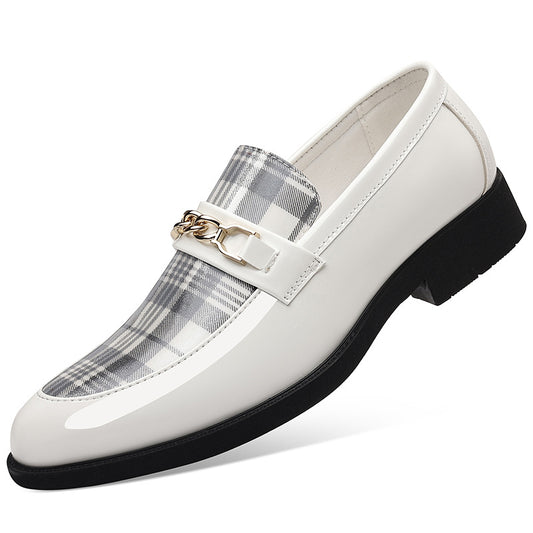 Men'S Large Formal & Casual Shoes - Glossy White - European & American Style Pointed Toe Dress Shoes with - Cushioned Insole - All-Season Business, Office, Wedding, Everyday - Durable Synthetic Cover Upper - Compatible with M