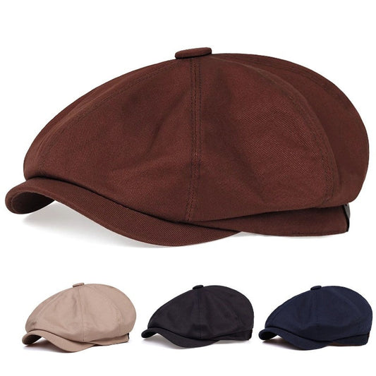 2D Flat, 1pc Classic Beret Cap - Unisex Retro Octagonal Flat Newsboy Hat with Adjustable Elastic Band, Breathable Premium Fabric, Casual Outdoor Style for Men & Women (Brown, Navy Blue, Beige), Everyday Accessory, Vintage Fas