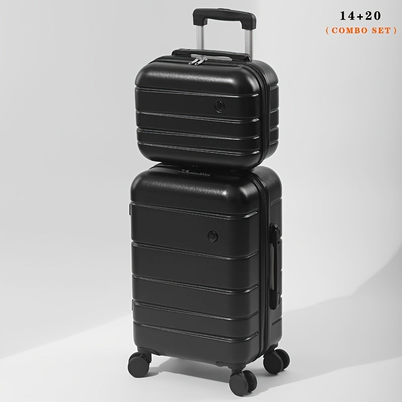 [Lightweight Durable Luggage Set] 4pcs Lightweight Durable Hardshell Luggage Set - ABS+PC Suitcases with Spinner Wheels, Telescoping Handle, Zip Closure, Combination Lock - 14"+20"+24"+28" Travel Companion