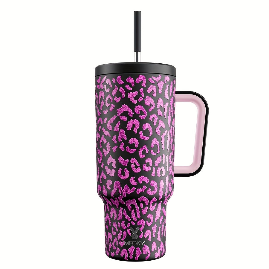 MEOKY 40oz Stainless Steel Tumbler with Handle - Leak-Proof, Insulated Travel Mug for Hot & Cold Drinks, Durable & Easy to Clean, Perfect for Running, Gym, or Outdoor Activities, Black Series, Hand Wash Only, Travel Drinkware