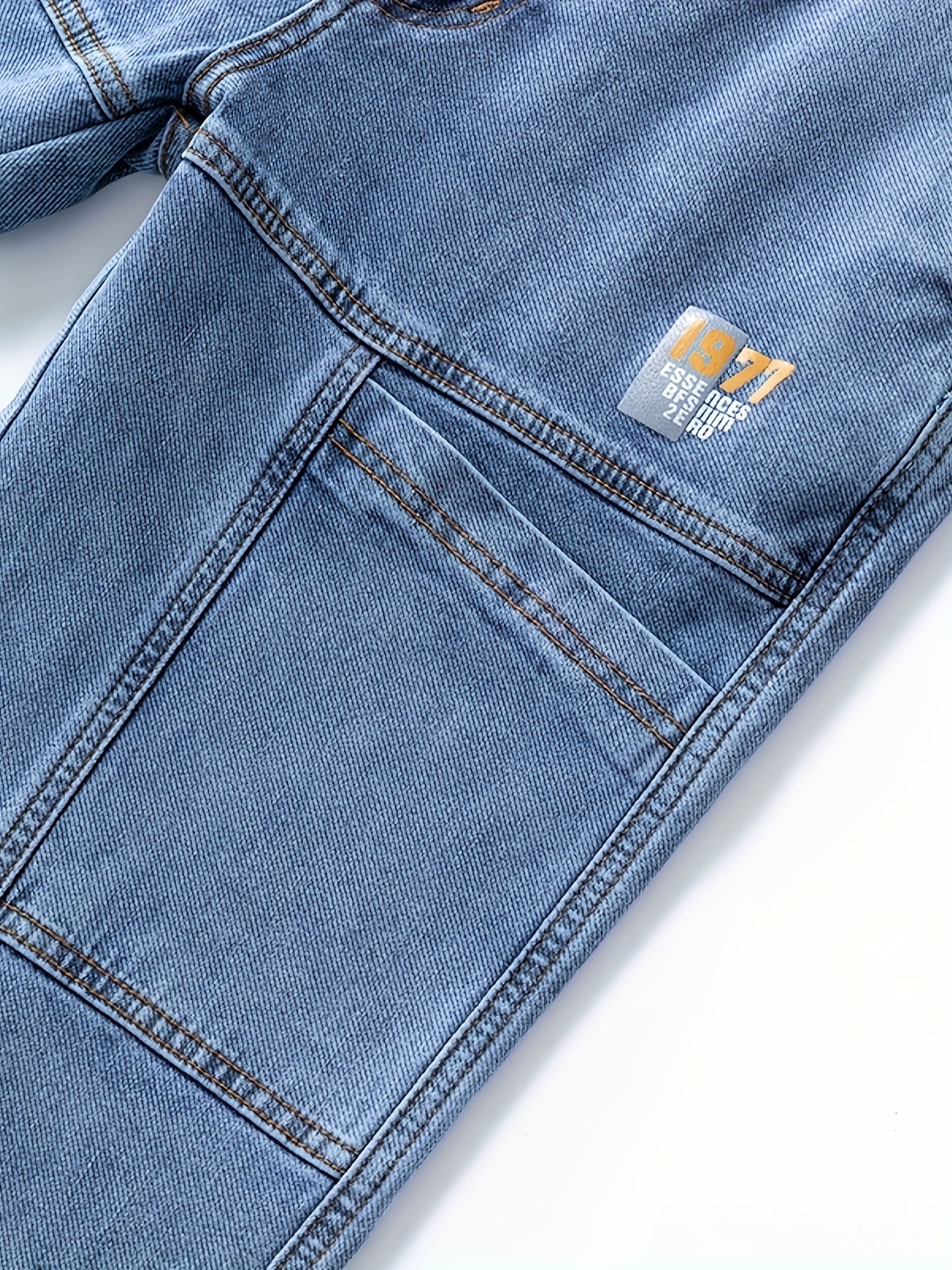 Men'S Small Straight Tube Style Fashionable Printed Six Pocket Design Micro Elastic Denim Pants